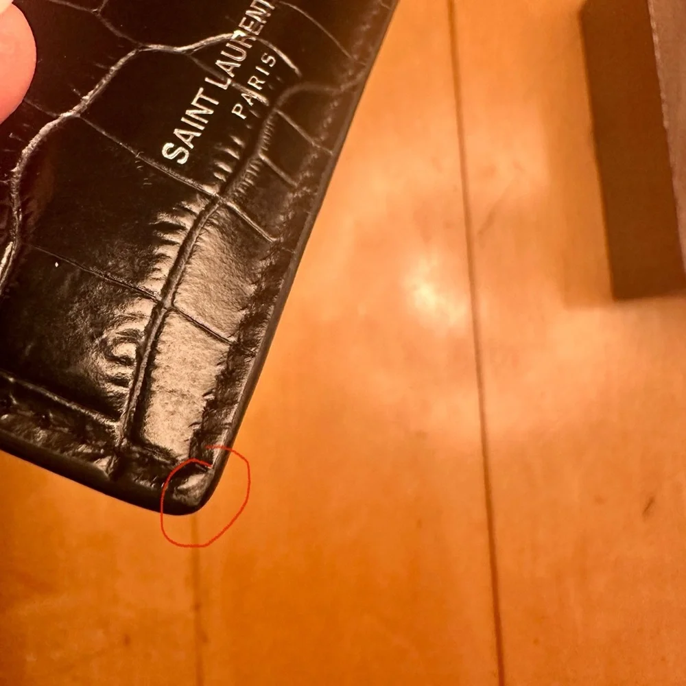 Saint Laurent Black Croc-Embossed card holder/wallet - Picture 14 of 16